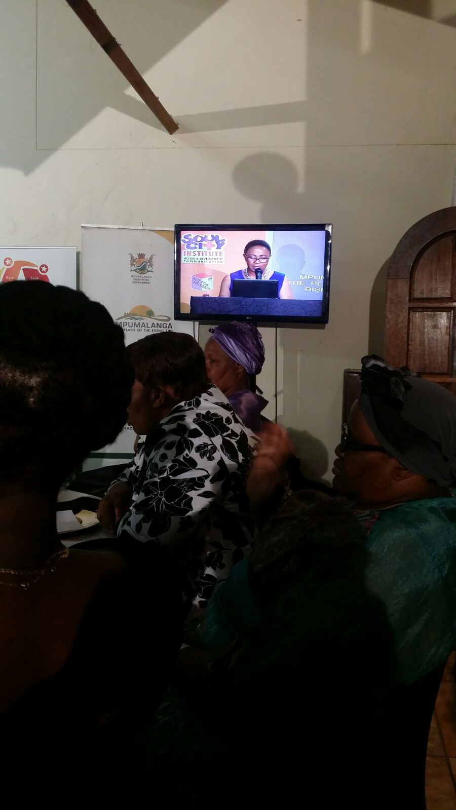 Pulane on one of the viewing TVs
