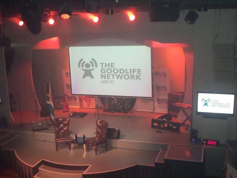 the stage at The Venue Melrose Arch where the switch on ceremony for GLN channel was held