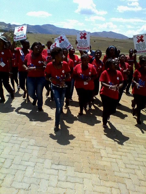 Rosendal Rise Club marching in the streets 16 Days Campaign