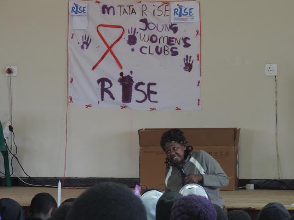 DoH rep doing condom education Rise Mthatha HIVAIDS event (3)